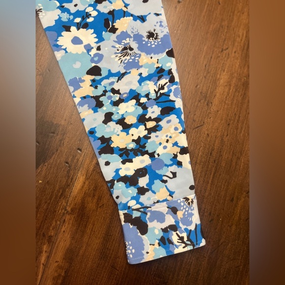 Rails Lisa Blouse Small Zinnia Blue Floral Long Sleeve Stretch Button Up Ruched - Picture 10 of 16